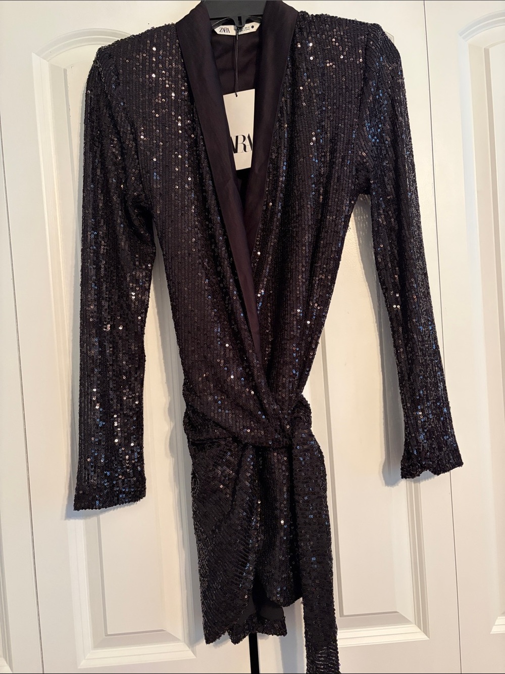Zara Black Sequin Wrap Jacket